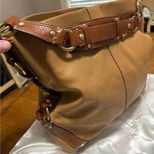 Coach Tan and Brown Leather Shoulder Bag